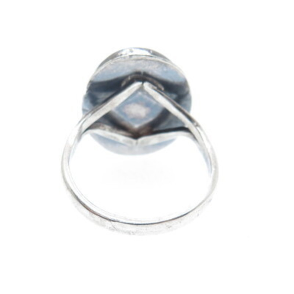 925 Sterling Silver Vintage Real Larimar Oxidized Ring Size 8 - Picture 5 of 8